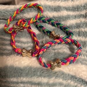 Colorful Kids Braided Bracelets with Bow Accents